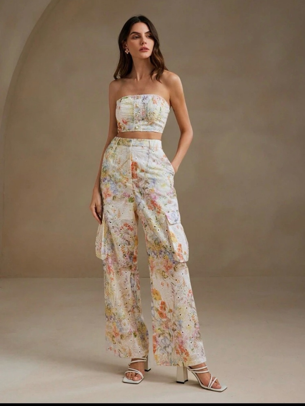 Anewsta Lace Embroidery Elegant Vacation Women's Long Pants Sz Small / 4